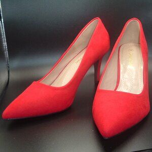 Dream Pairs RED SUEDE Pointed Toe Heels Stilettos Pumps Size 9M NEW! READ DESCRI